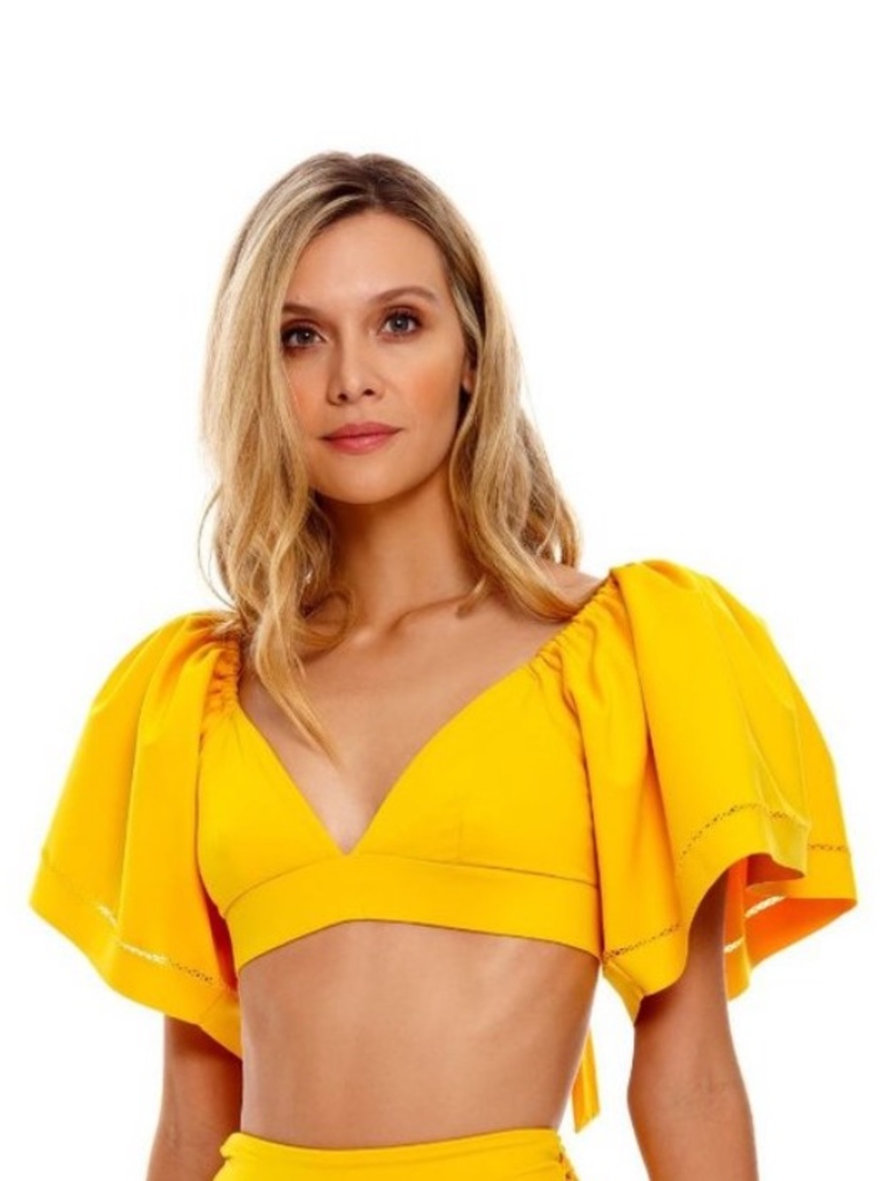 NEW Agua Bendita Jambo Bretta Top Size Medium Yellow NWT Vacation Swimsuit Beach